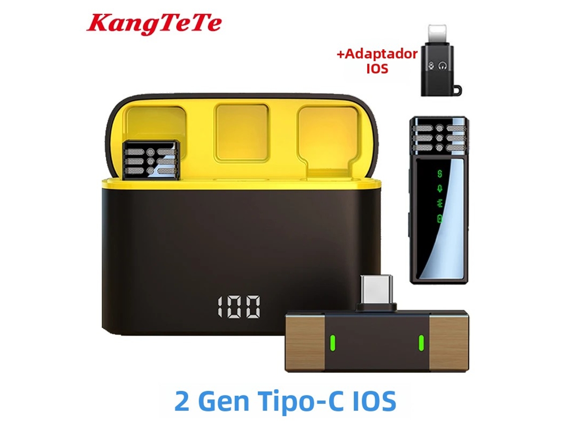 Microfone de Lapela Sem Fio com Cancelamento de Ruído, Compatível com Iphone, Inclui Estojo de Carregamento Tipo C. MDUG (dispositivo Duplo)