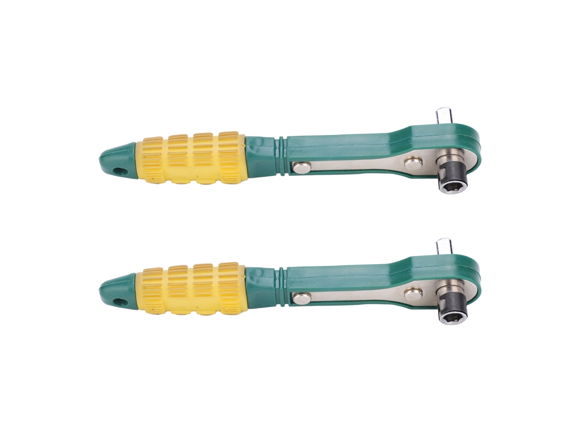 Llave de trinquete de 1/4 de pulgada con pasador hexagonal, herramienta manual de acero 45, 144 mm, amarillo verde, 2 piezas