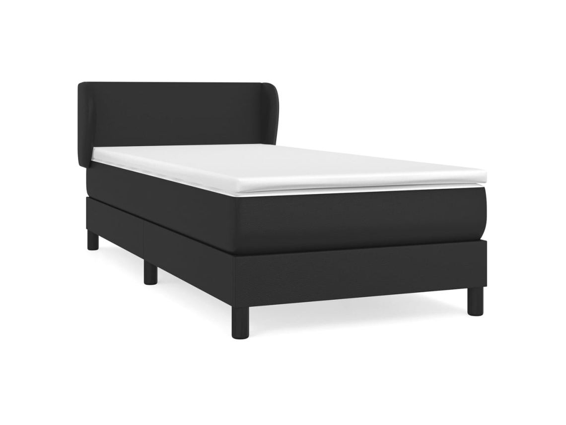 Maison Exclusive - Cama Box Spring Con Colchón Cuero Sintético Negro 100x200 Cm