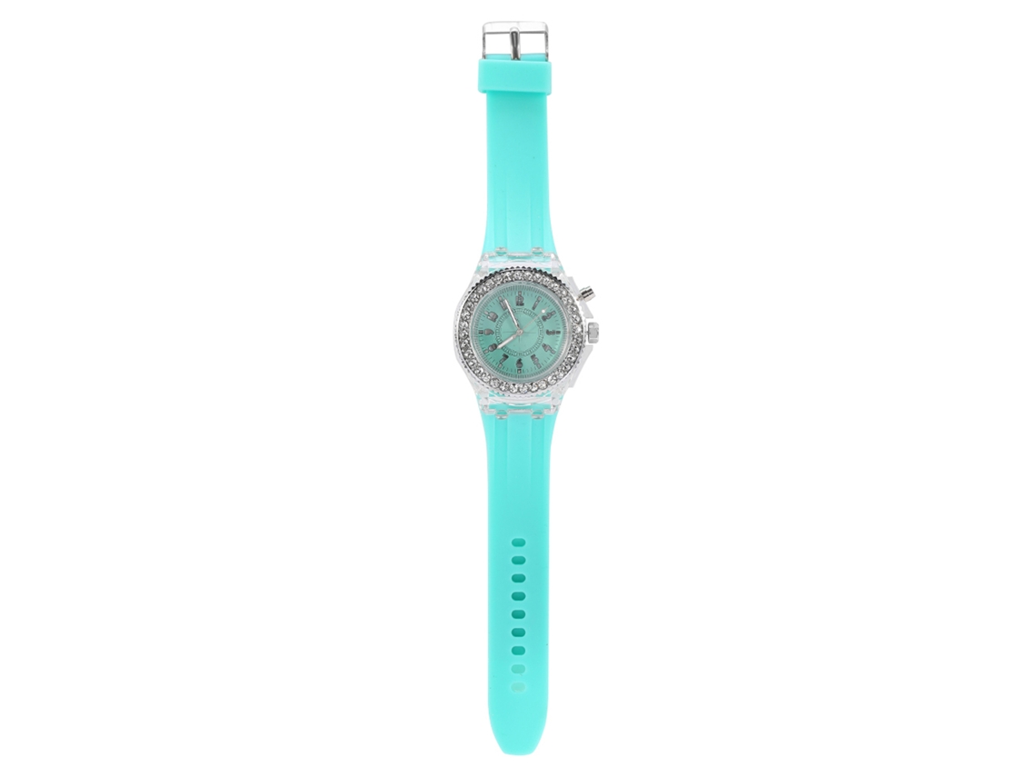 Reloj De Pulsera De Cuarzo Para Mujer/niña Con Retroiluminación Y Correa De Silicona Verde.