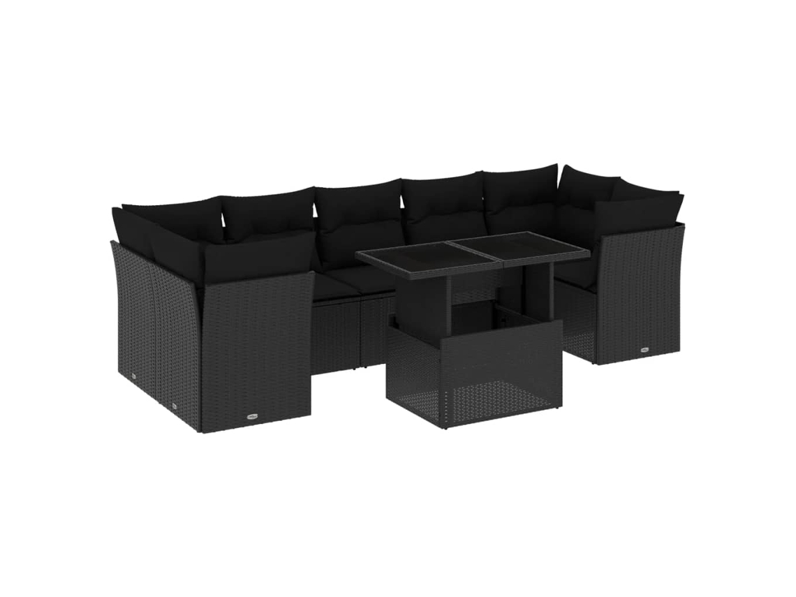 Maison Exclusive - Set De Sofás De Jardín 8 Piezas Y Cojines Ratán Sintético Negro