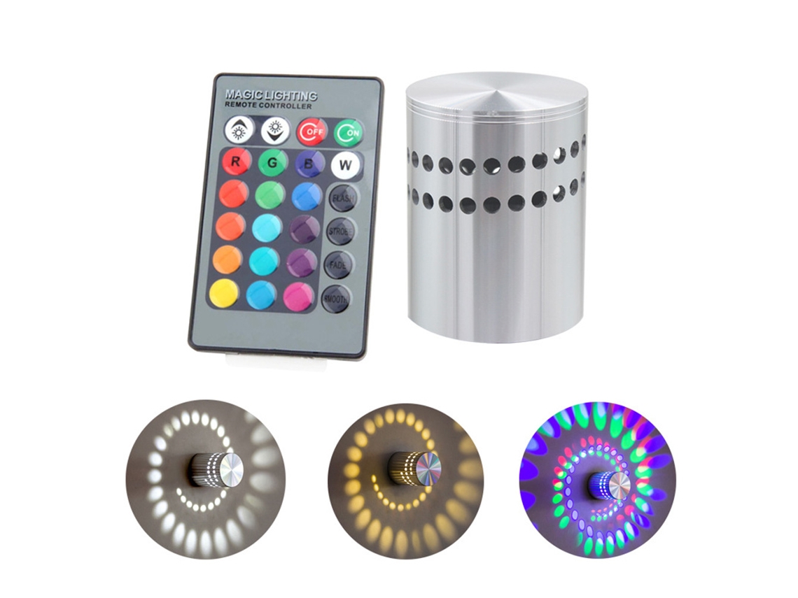 Lámpara De Pared Led Rgb 3w Con Orificio En Espiral, Aplique Luminoso Controlador Para Decoración Kt