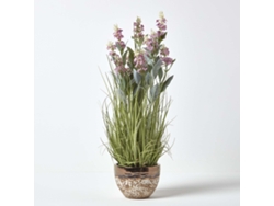 Planta artificial de lavanda rosa de Homescapes en maceta decorativa de cerámica metálica, 66 cm de alto
