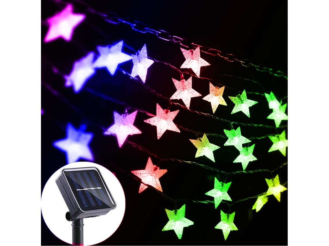 2026-luces De Cadena Solares Exteriores Con Forma De Estrella Para Jardín Patio Paisaje Decoración Navideña Y Fiestas