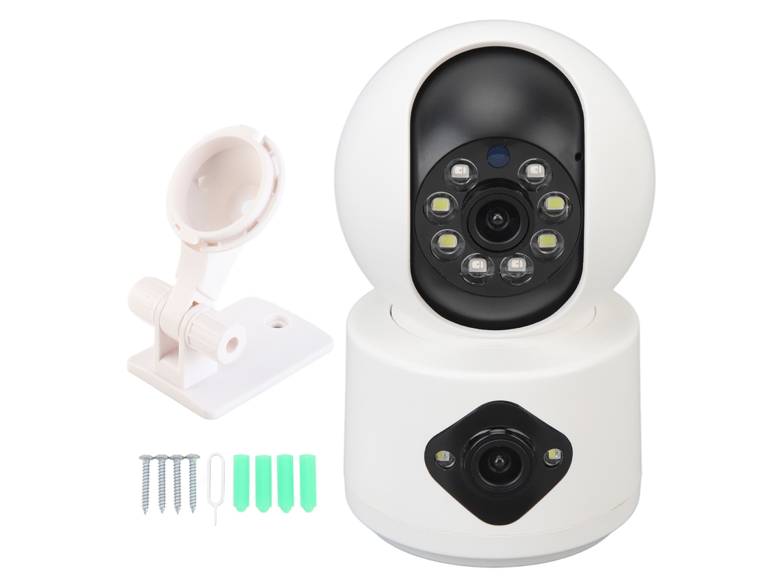 Cámara De Seguridad Inalámbrica Hd De Doble Lente Con Monitor Para Bebés Y Comunicación Bidireccional.