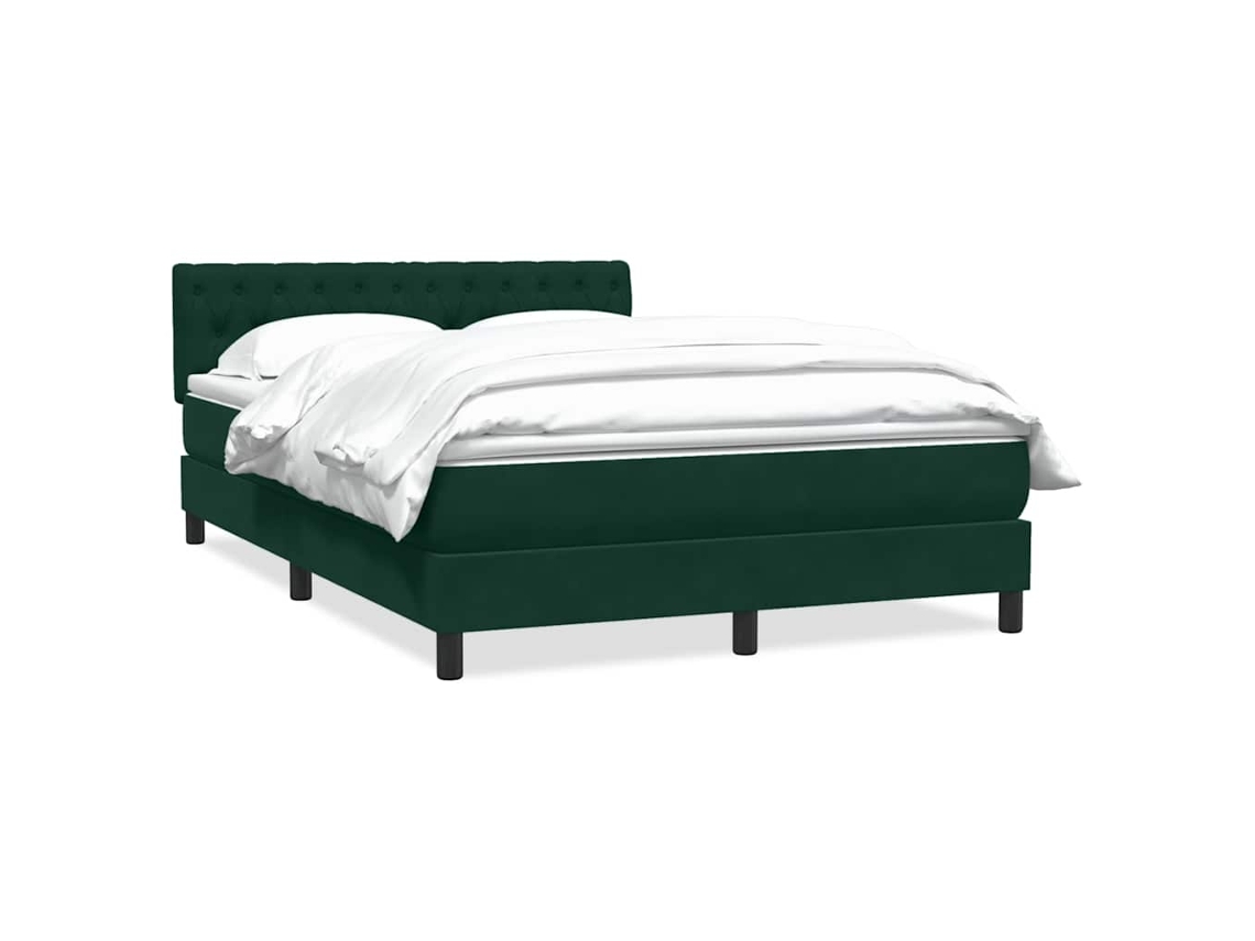 Maison Exclusive - Cama Box Spring Con Colchón Terciopelo Verde Oscuro 160x220 Cm