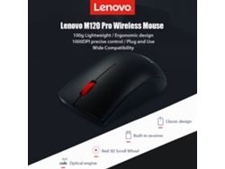 Ratón Inalámbrico Lenovo M120 Pro De 2,4 Ghz Con Receptor Usb Ergonómico, 1000 Dpi Para Portátil, Pc Y Mac.
