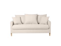 Sofá Cama Nórdico 3 Plazas de Tela Efecto Aterciopelado Beige Y Madera Clara Louise MILIBOO