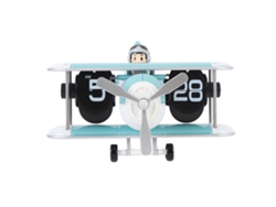 Reloj de escritorio retro de 12 horas con mecanismo de vuelo, modelo 2026, con batería y función de giro automático, color azul cielo, ideal para la sala de estar, el dormitorio y la oficina.