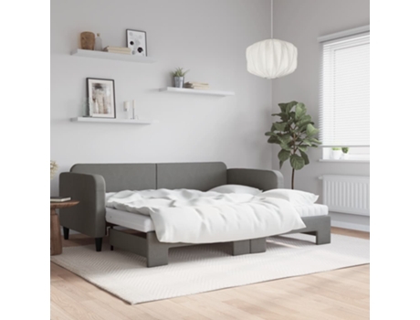 VIDAXL Sofá cama nido con colchón tela gris oscuro 90x200 cm