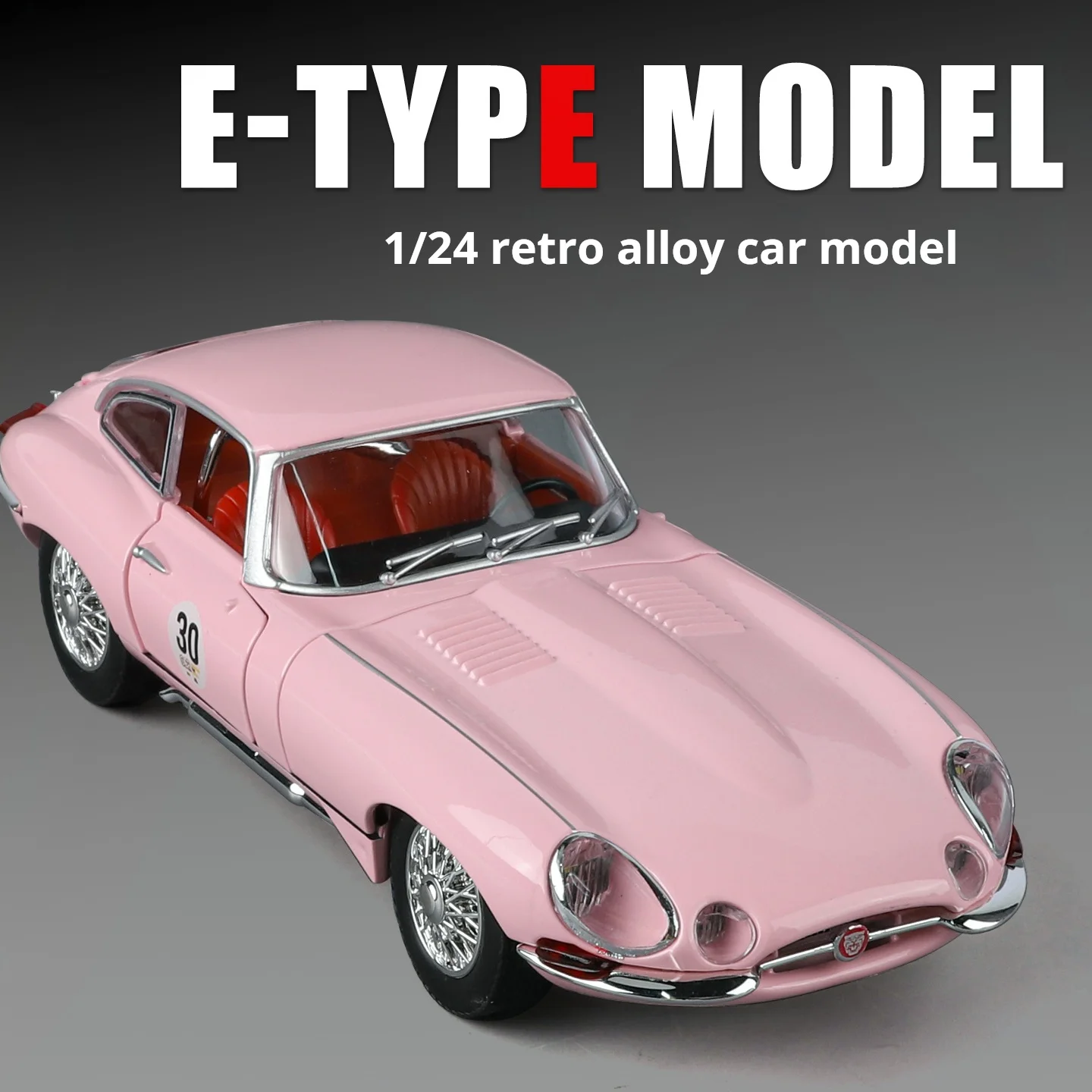 (rosa) Miniatura Retrô Do Jaguar E-type Em Escala 1:24.
