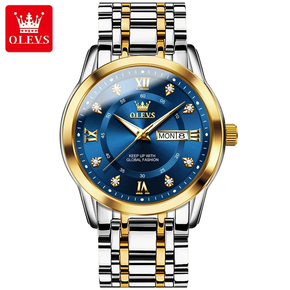 Reloj De Cuarzo Para Hombre, De Acero Inoxidable Luminoso E Impermeable.