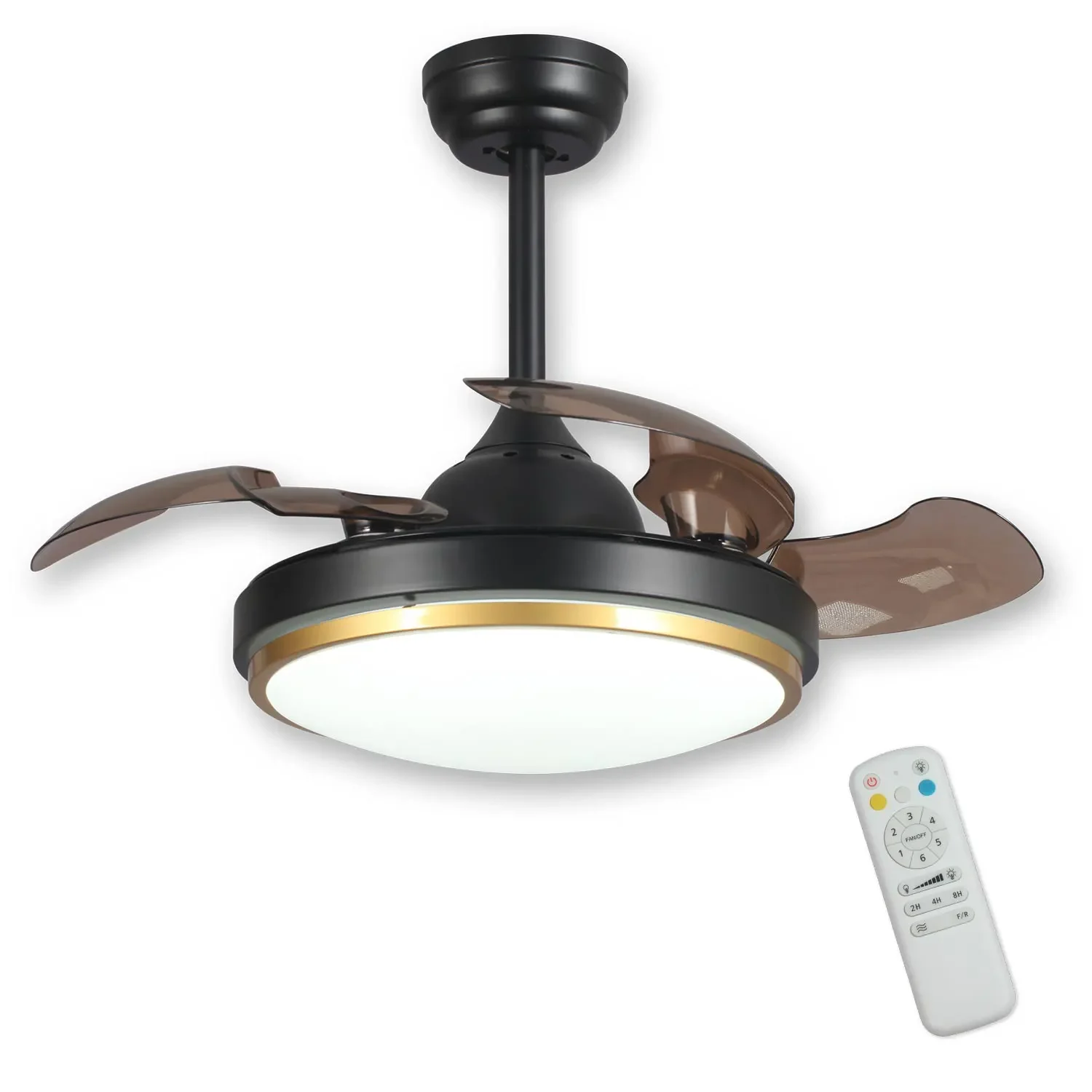 Ventilador de Techo Led 29 W Regulable Negro Plegable Silverstone LÚZETE