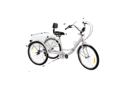 Triciclo para adultos, 7 marchas, altura ajustable, color blanco OEM