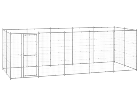 vidaXL Perrera de exterior de acero galvanizado 12,1 m²