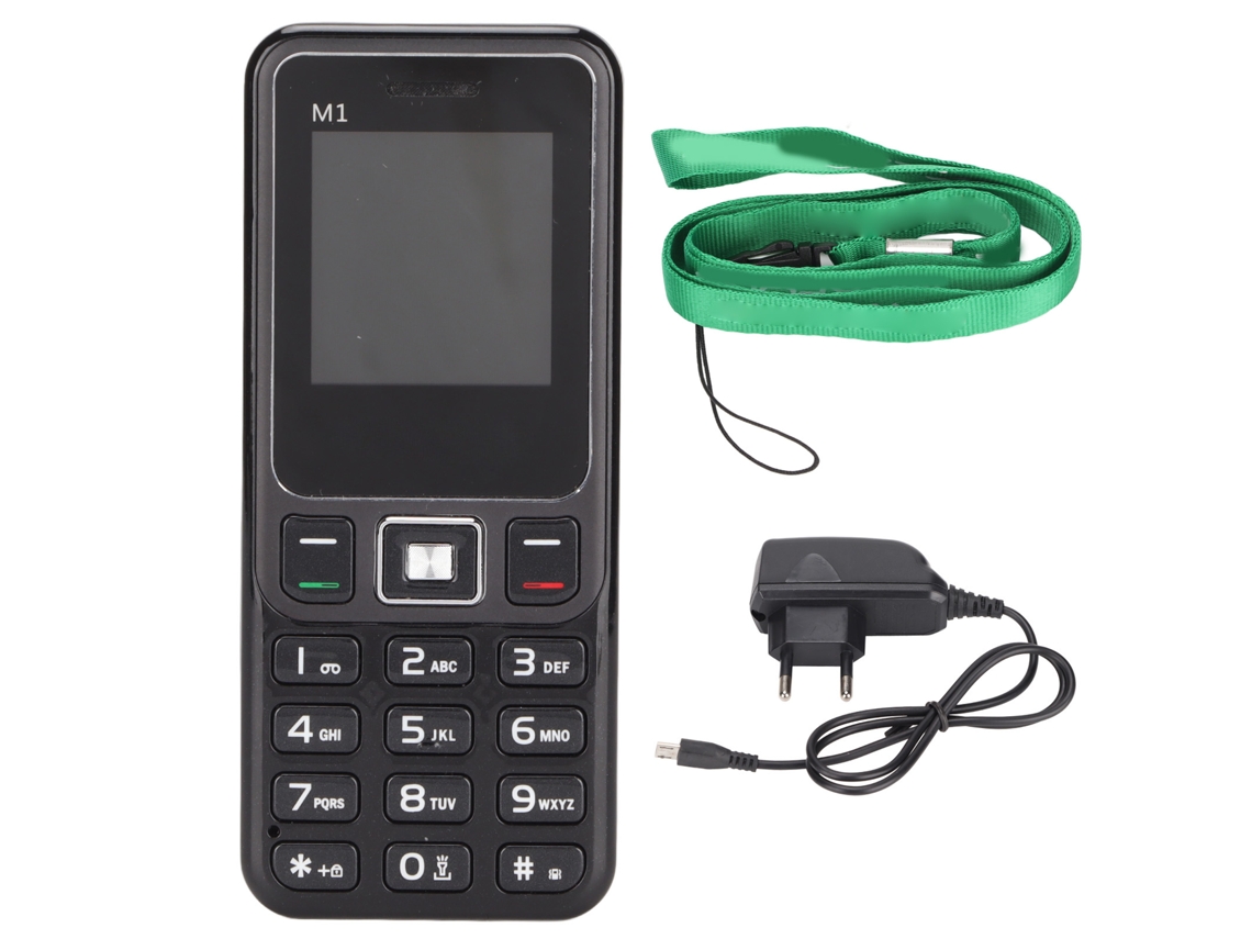 Telefone Celular Desbloqueado M1 Dual Sim 2g Com Cordão Para Idosos E Crianças Preto Plug Eu