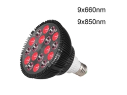 Lámpara de terapia roja Par38 de 54 W y 660 nm con luz infrarroja de 850 nm y casquillo E27.