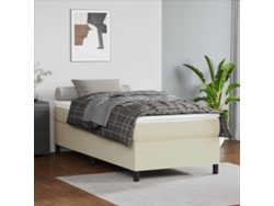 Estructura De Cama Sin Colchón Cuero Sintético Crema 80x200 Cm