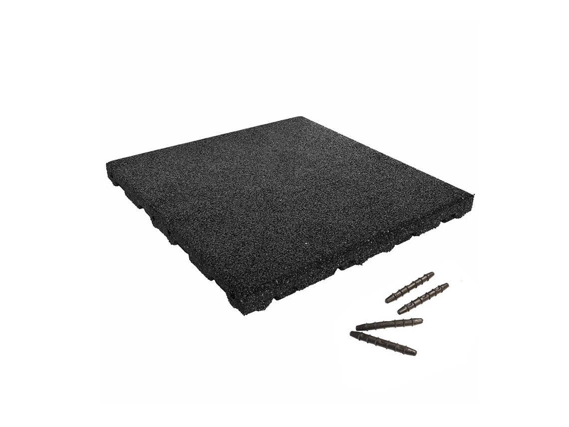 Baldosa de caucho con conexión de mortaja y espiga 50x50 cm - 55 mm - Negro IVOL