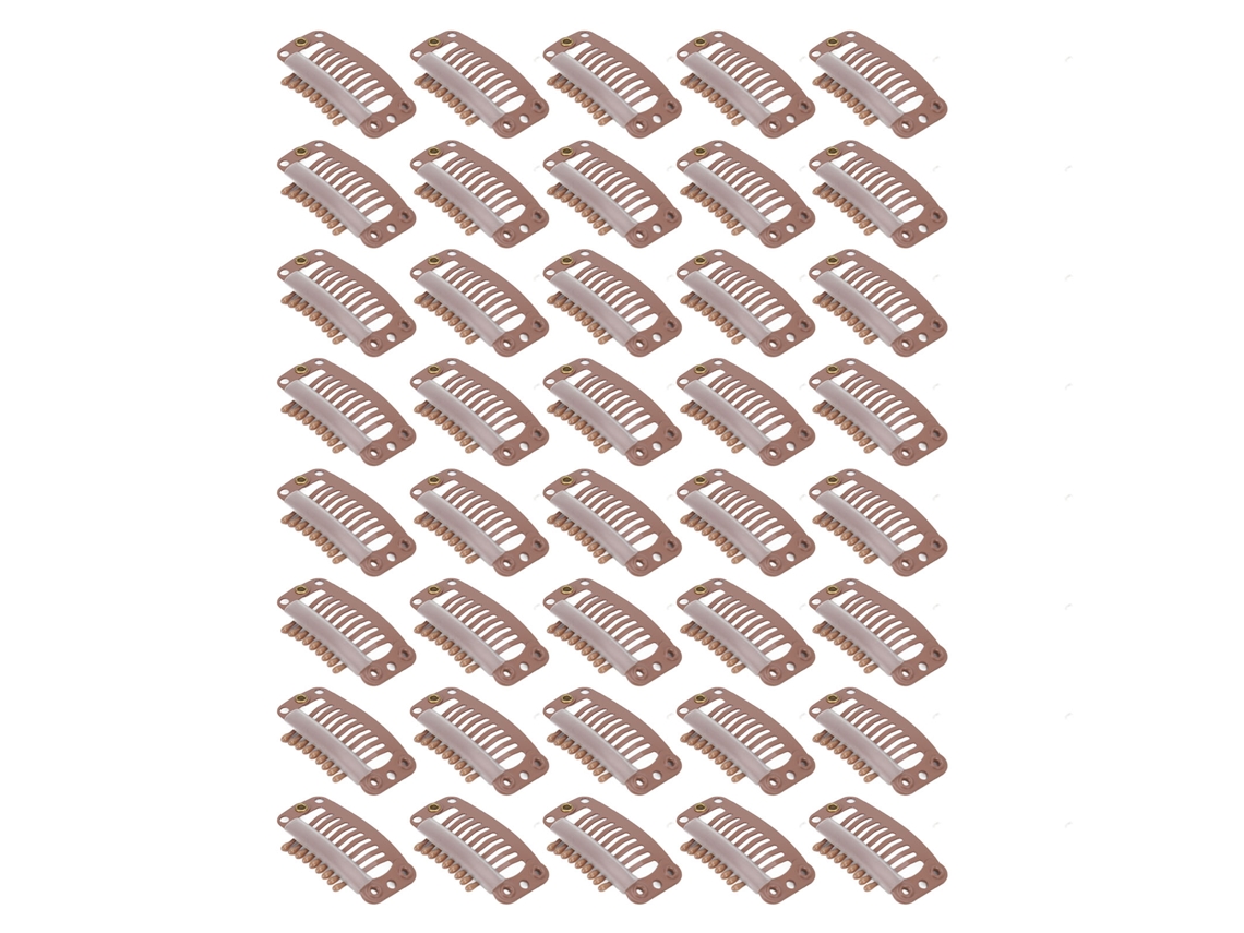 40 Clips De Peluca De Acero Inoxidable Con 9 Dientes, 32mm Marrón Claro Para Extensiones De Cabello Y Pelucas