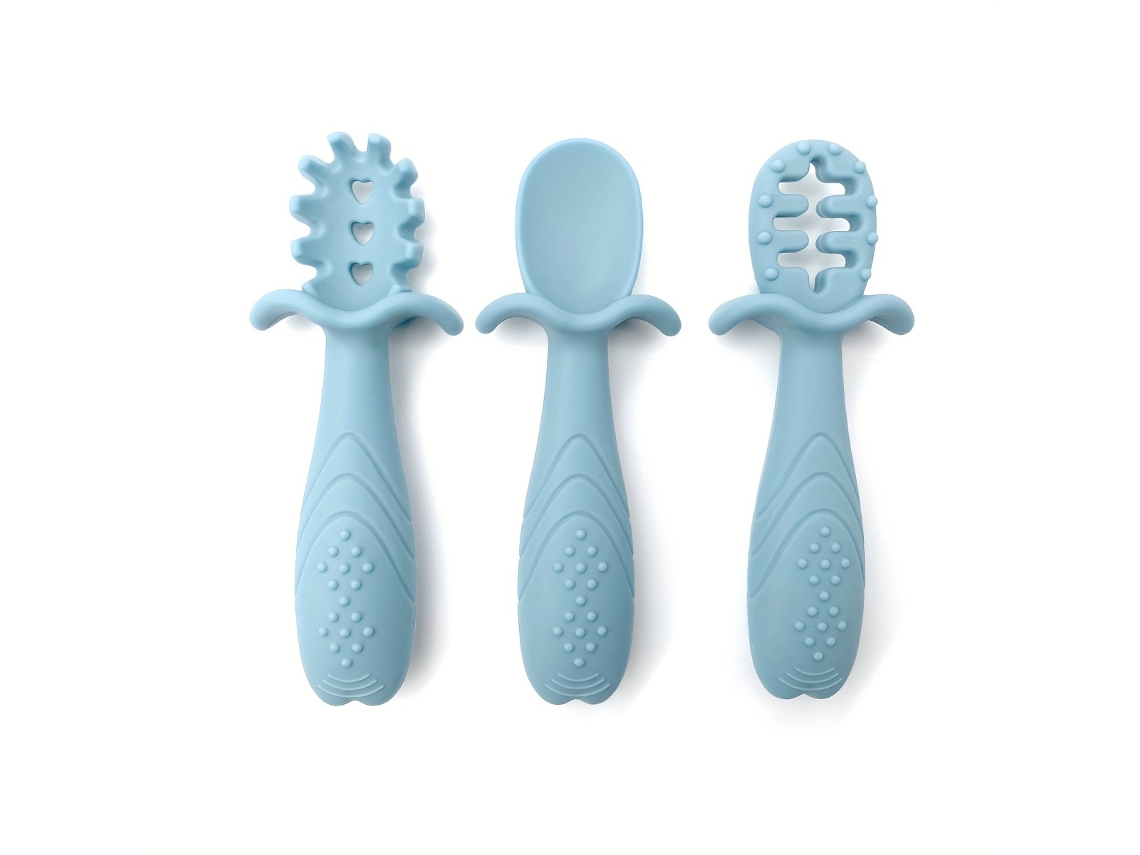 Set De Alimentación Para Bebés De 3 Piezas Fabricado En Silicona Suave Con Asas Texturizadas Antideslizantes.