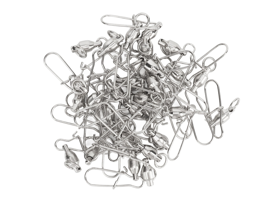 Danu26-30pcs Pesca Swivels Acero Inoxidable Rodamientos Bolas Ganchos Bloqueo Conectores Para Linea De Pesca Freshwater Saltwater No.5