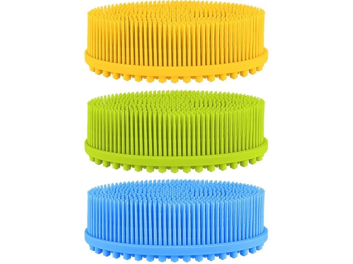 3 Cepillos Exfoliantes Corporales De Silicona De Doble Cara: Cepillo De Baño Suave Para Piel Sensible.