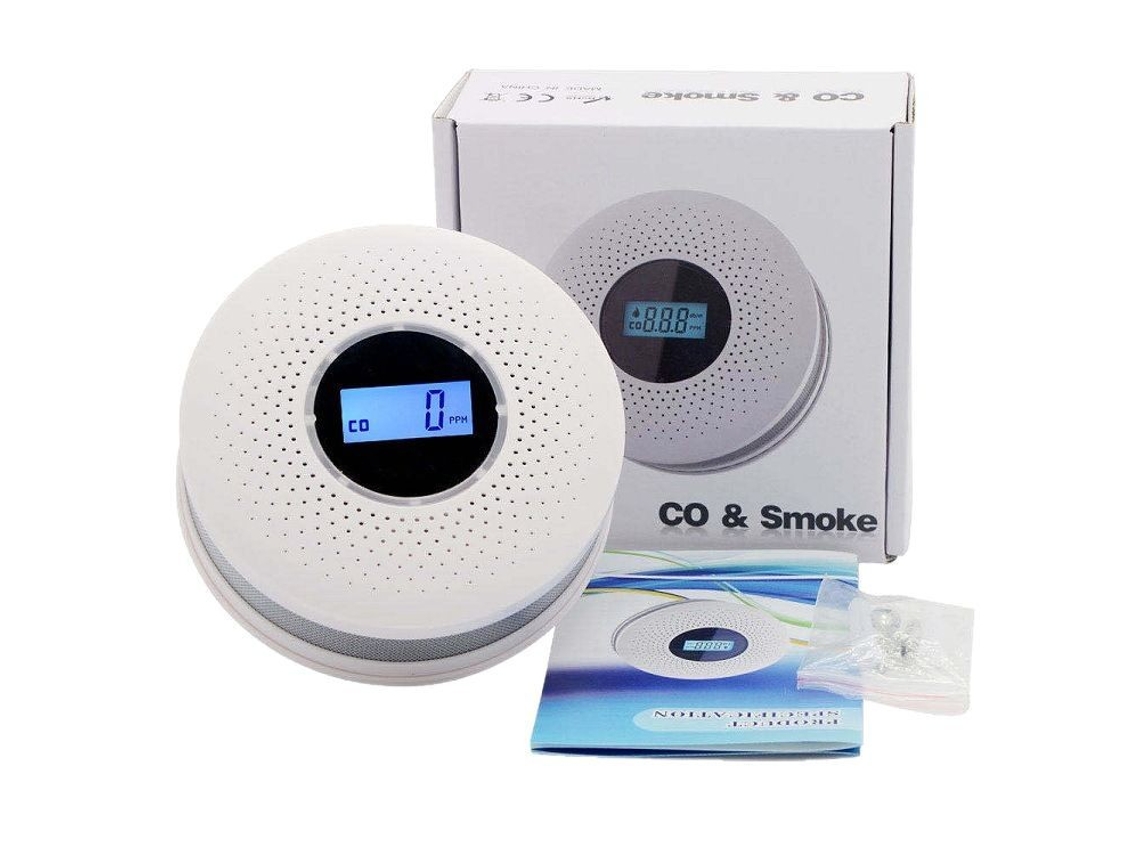 Detector de monóxido de carbono y humo con pantalla LCD duradera STELASPLEN
