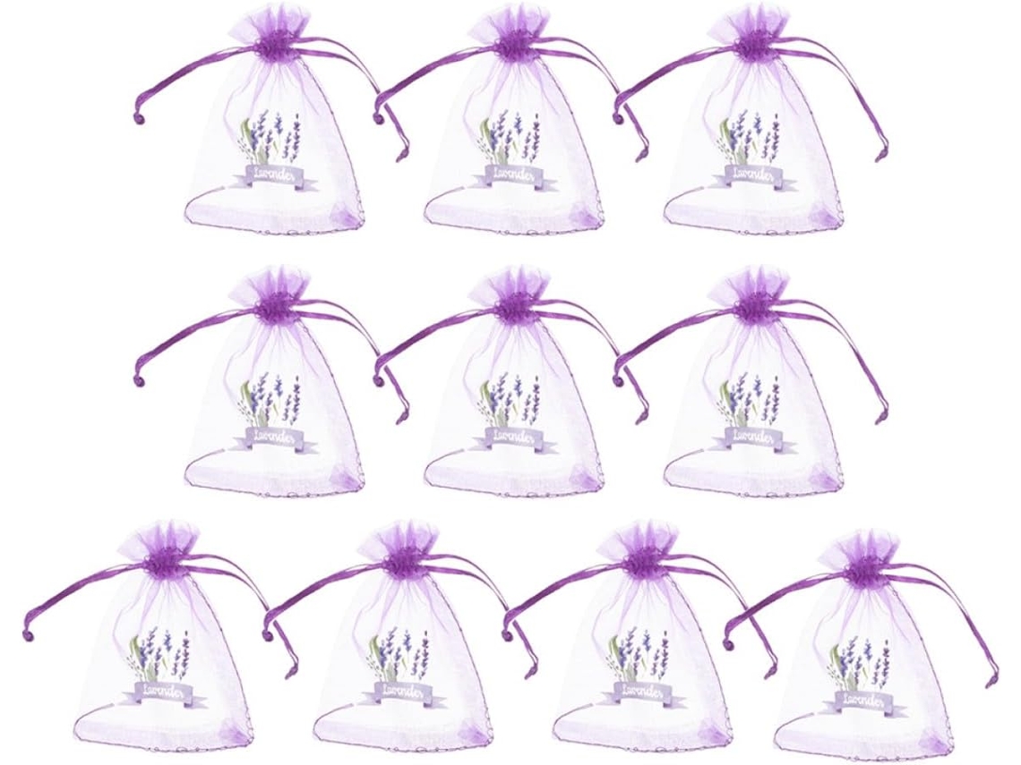 10 Bolsitas Vacías Morada Lavanda Cierre Cordón Elegantes Transpirables Ideales Guardar Artículos Aromáticos
