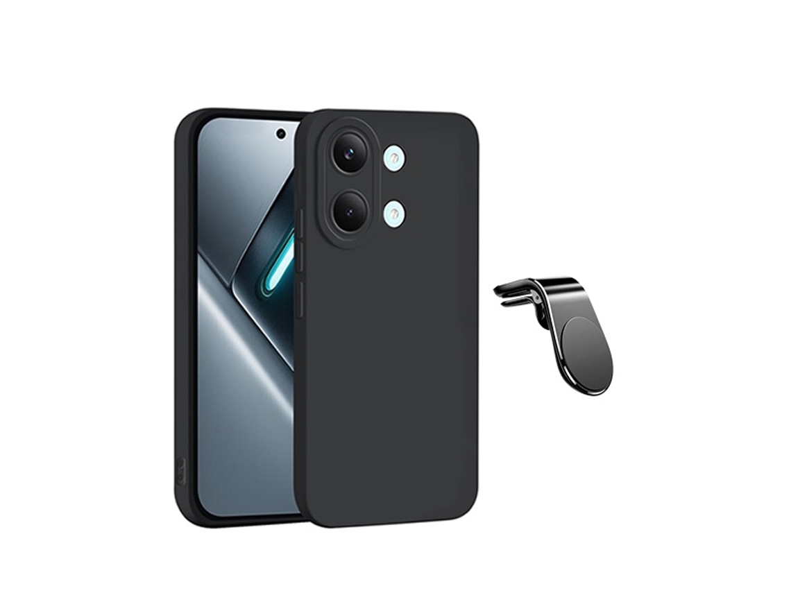 Kit Suporte L Capa Silicone Líquido Phonecare Para Xiaomi Poco X8 Pro Max - Preto