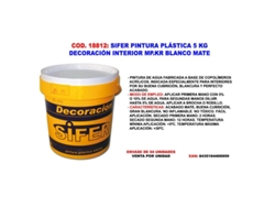 Sifer pintura plastica 5 kg decoracion interio.mp.kr blanco mate
