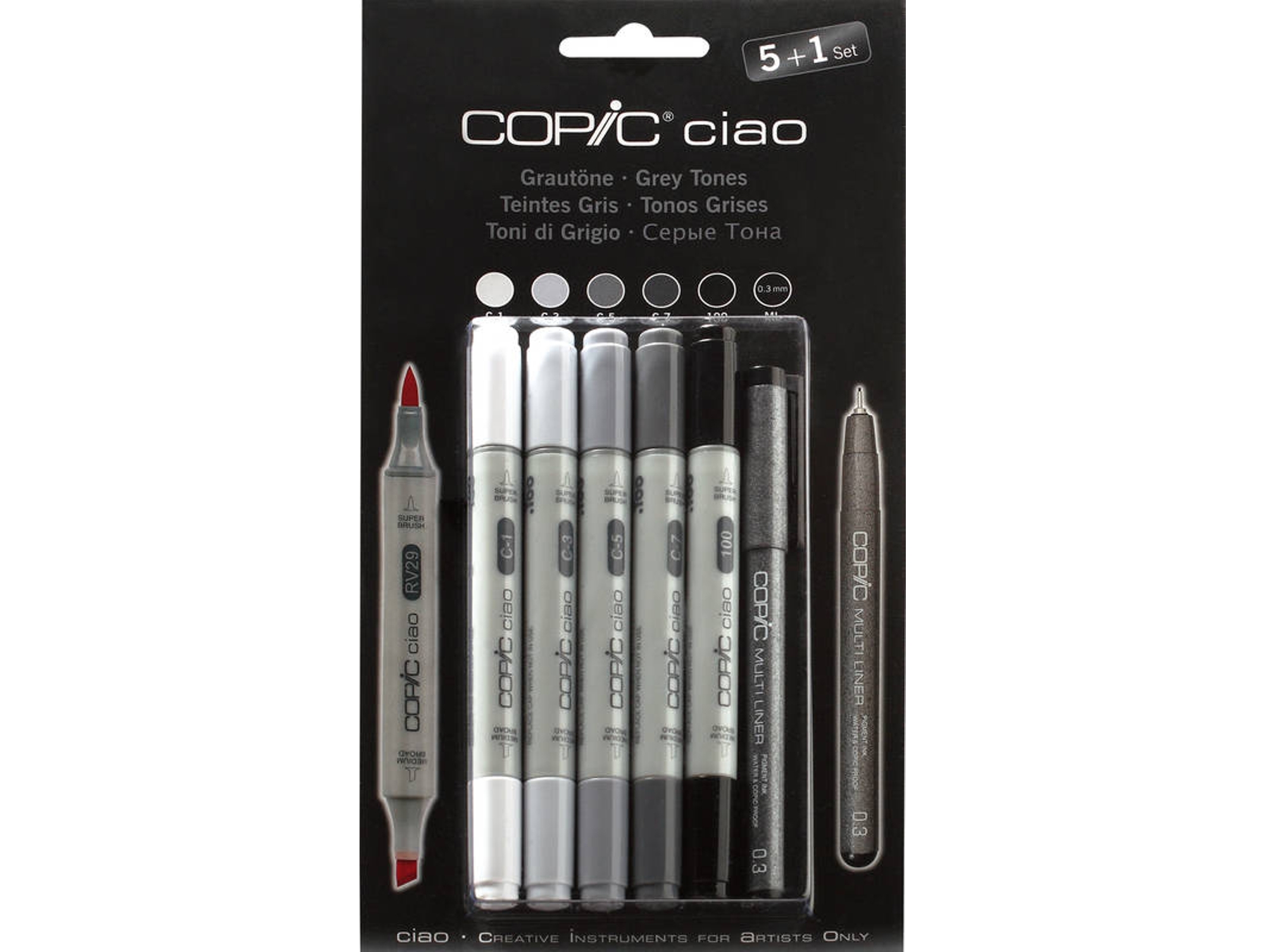 Marcadores COPIC Ciao Set 5+1 Sin Ilustración Tonos Gris