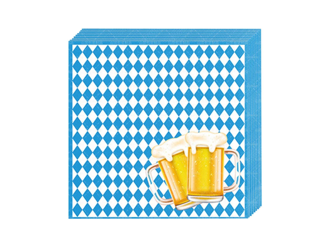 RNEMITERY Servilletas Bavarian Oktoberfest – 40 unidades, azules y blancas, 33 x 33 cm, con portaservilletas y accesorios para decoración