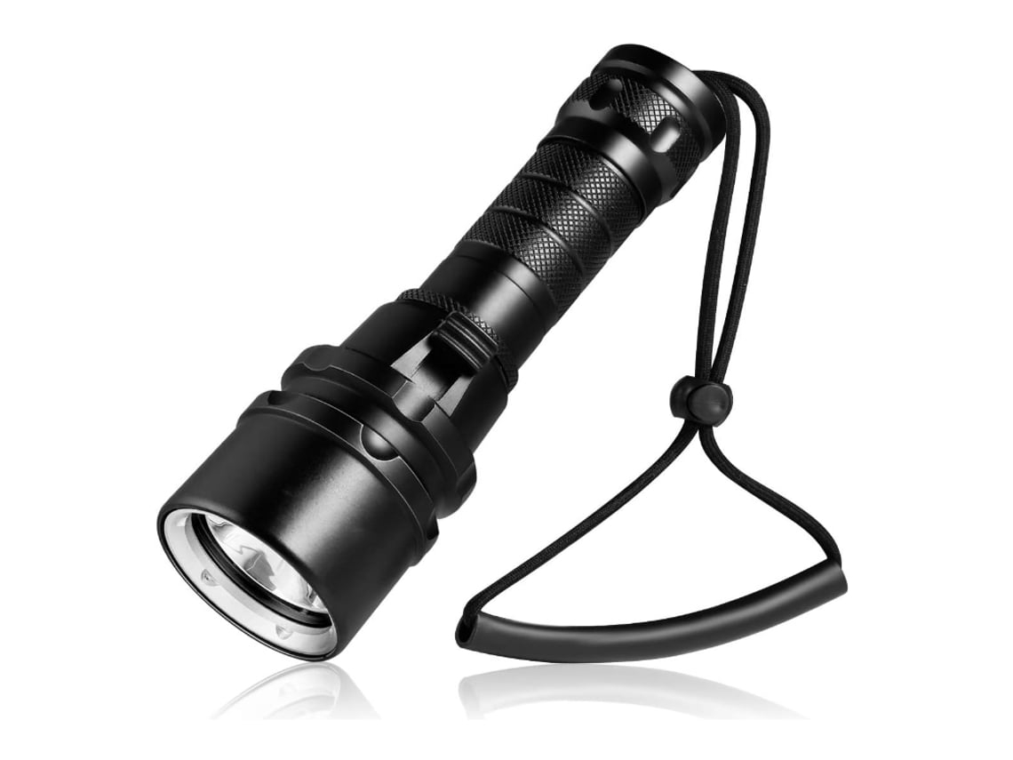 Linterna de buceo Yunzii de 2000 lúmenes, recargable, LED, resistente al agua hasta 80 metros, color negro