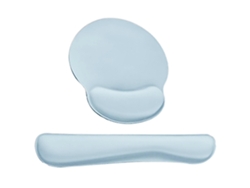 Cómodo reposamuñecas para ratón, ideal para profesionales de oficina y gamers. Cojín de espuma viscoelástica azul claro.