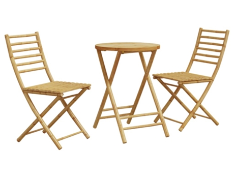 Conjunto 3 de mesa y sillas de jardín VIDAXL bambú