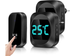 Timbre Inalámbrico Sin Pilas Con Indicador Led De Temperatura, 2 Receptores, Alcance De 150 M, 38 Melodías En 4 Niveles De Volumen. Yvan Brilvib_gsg