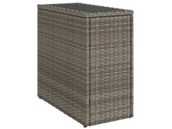 Mesa auxiliar de jardín con tapa de cristal 58x27,5x55 cm Patas de mimbre gris MAISON EXCLUSIVE