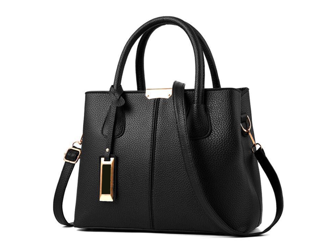 Bolso De Mano Versátil Para Mujer De Piel Sintética Con Gran Capacidad Para Fiestas, Compras Y Trabajo - Negro