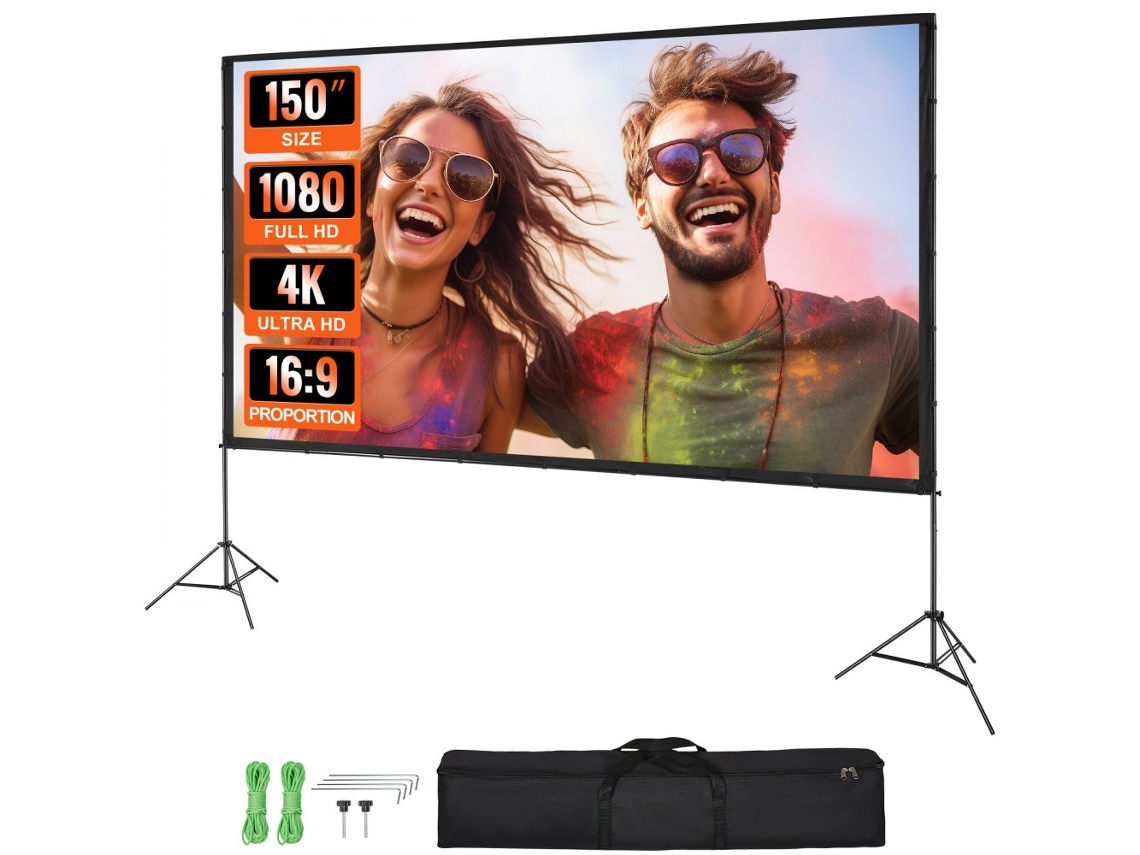 Pantalla de proyección plegable de 150 pulgadas con trípode para interiores, exteriores y cine Tekmaquinas