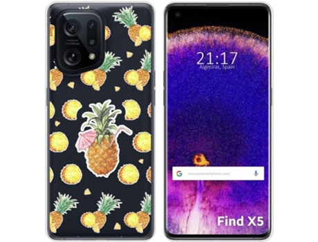Carcasa para Oppo Find X5 5G TUMUNDOSMARTPHONE Dibujos Transparente Piña Multicolor