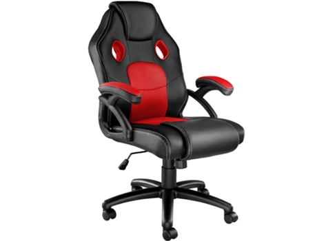Silla De Oficina TECTAKE Racing Mike (Negro/Rojo - Cuero Sintético - 68 X 69 X 114,5 cm)