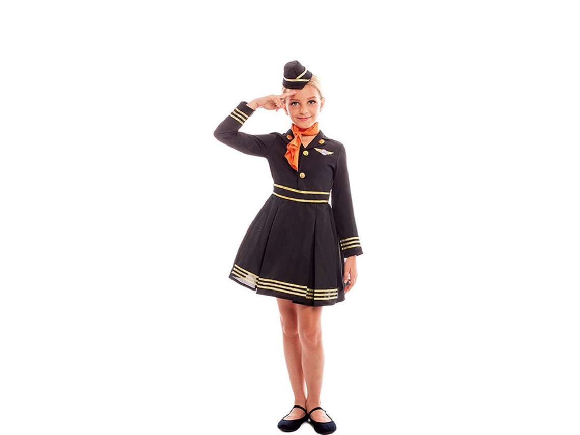 Disfraz de Niña PARTILANDIA elegante azafata con sombrero (Tam.: 5-6 anos)
