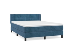 Maison Exclusive - Cama Box Spring Con Colchón Terciopelo Azul Oscuro 140x190 Cm
