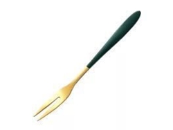 Tenedor Rebe de acero inoxidable, 2 puntas, para frutas, postres y ensaladas, juego de 10 piezas, verde oscuro