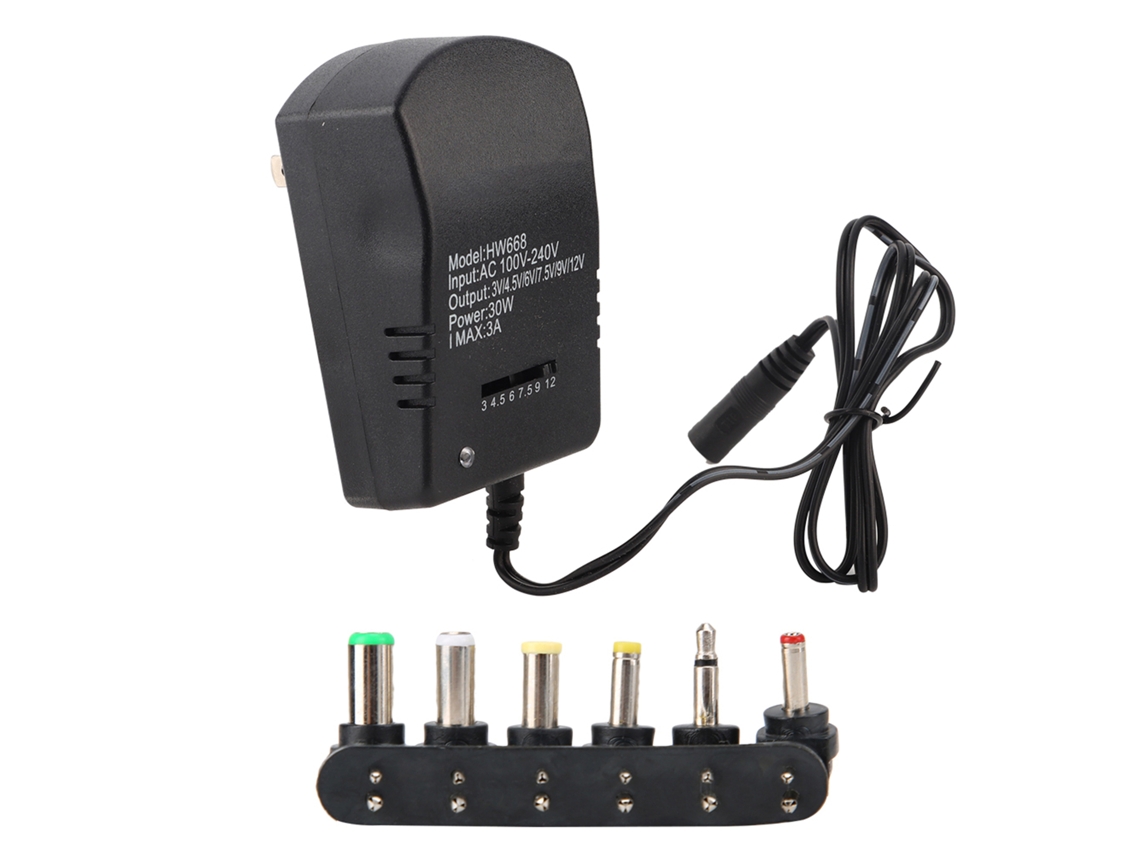 Adaptador De Energia Dc Universal 30w Com Tensão Ajustável 3v-12v Para Viagem E Equipamentos Elétronicos