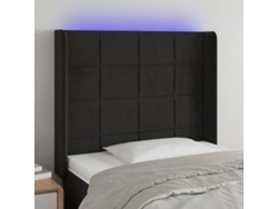 Cabecero Con Led De Terciopelo Negro 103x16x118/128 Cm