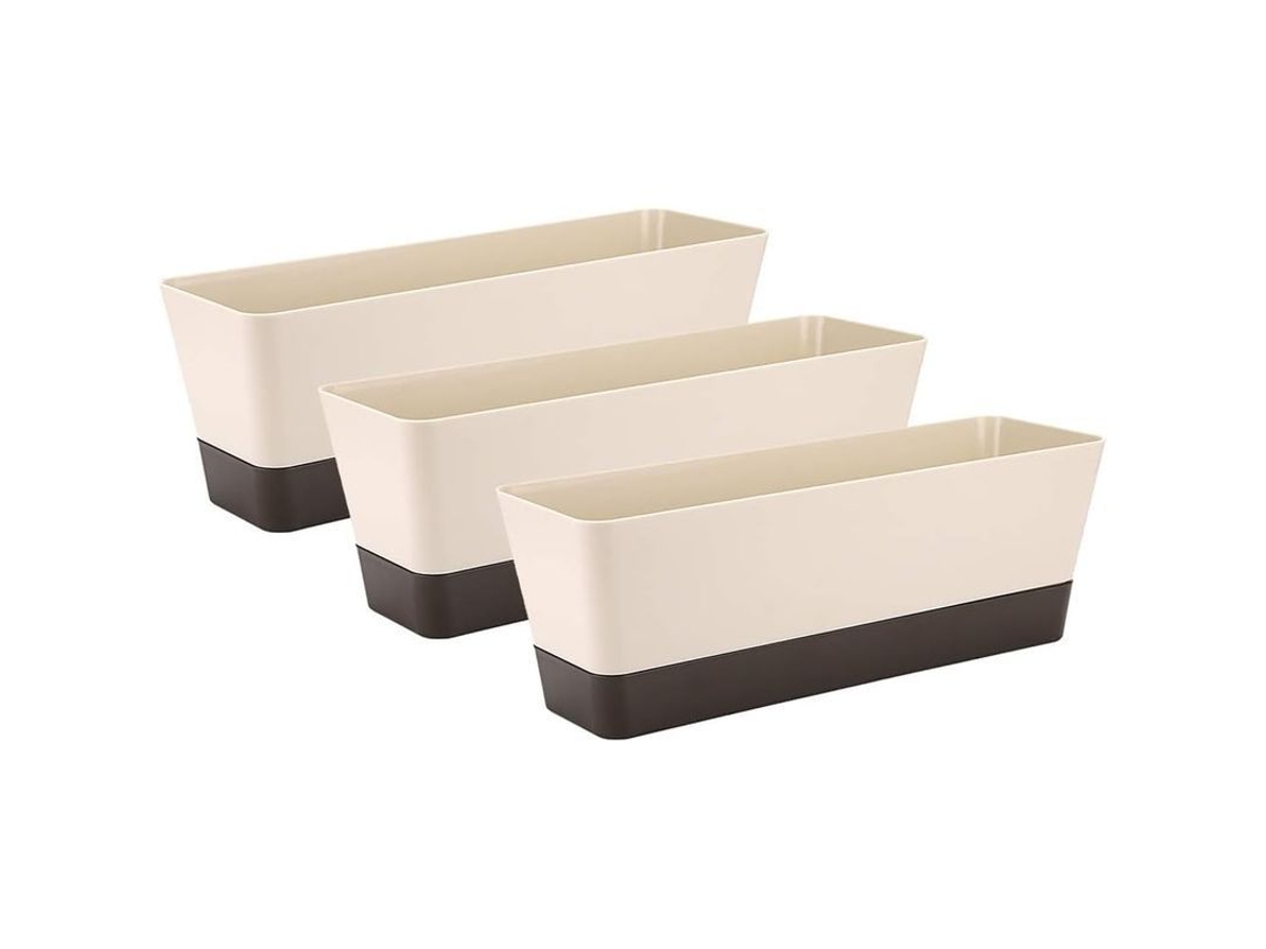2026-caja De Flores Rectangular, Maceta Plástica 30.5cm, Juego De 3 Para Suculentas, Flores, Violetas Africanas, Balcón Exterior