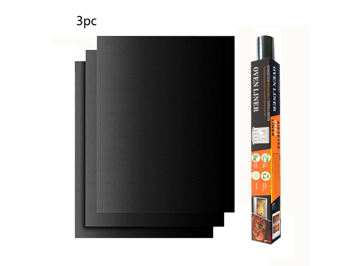 Siurn - 3 alfombrillas antiadherentes reutilizables negras para parrilla (40 x 33 cm)