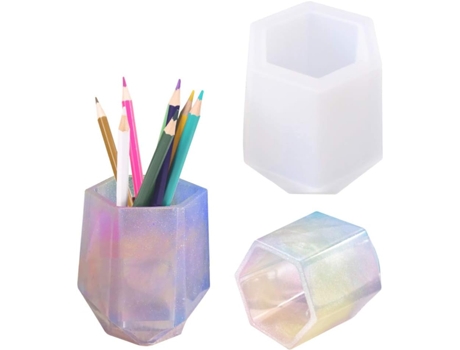 Molde de silicona con forma de portalápices hexagonal
